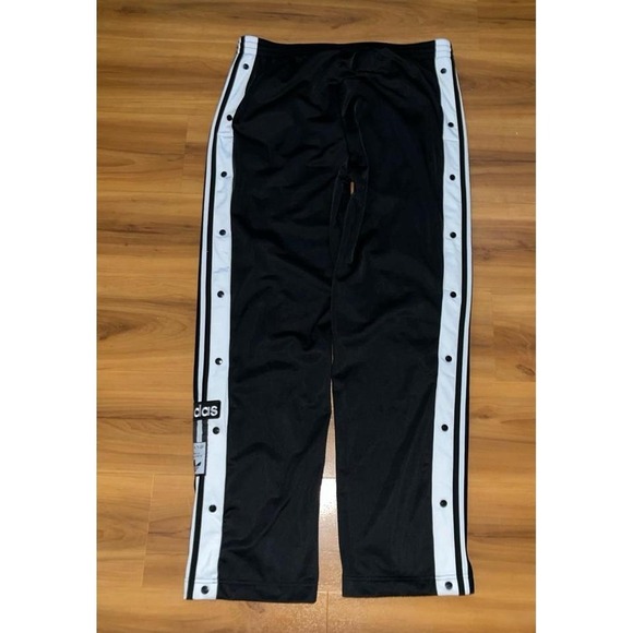 Adidas Breaker 3 Stripe Snap Button Broadway Performance Active Track Pants - Picture 3 of 7